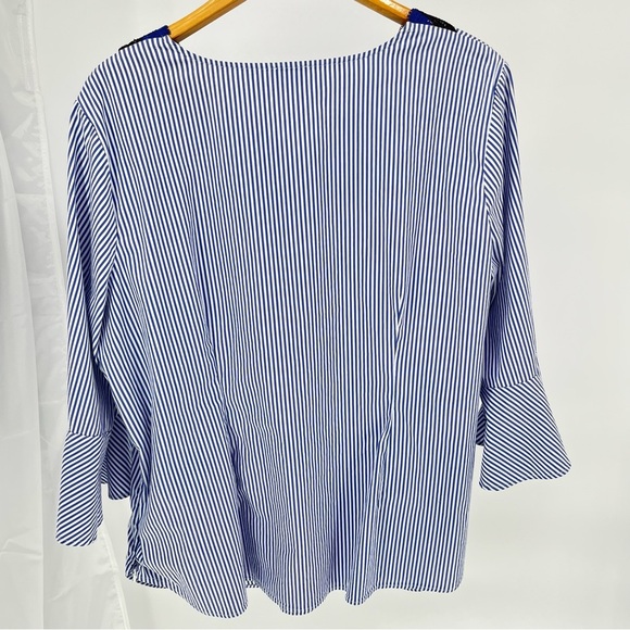 Talbot's Womens Rickrack Trim V-neck Top Size XXL Striped Popover Non Iron - Picture 8 of 10
